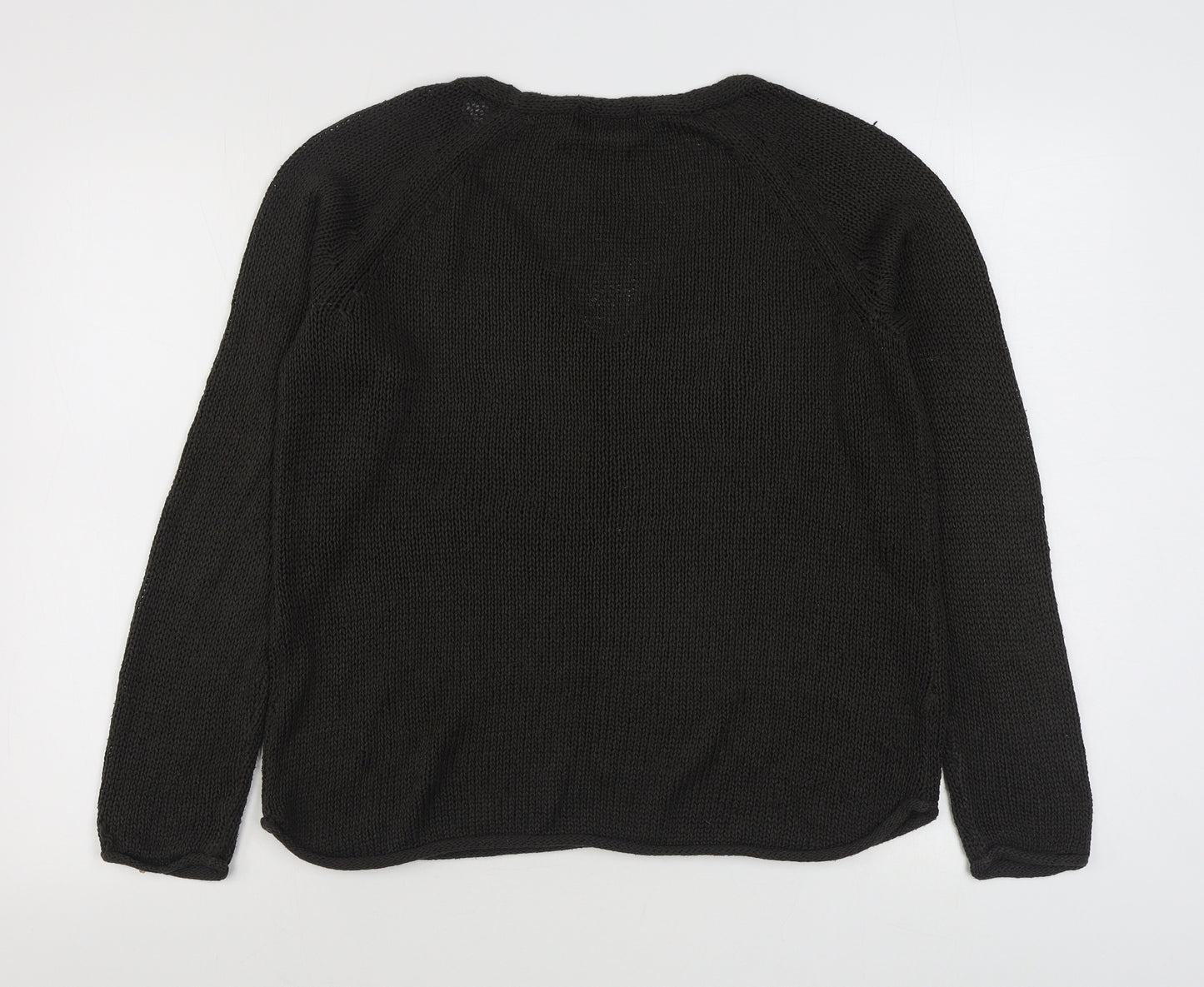 H&M Mens Brown V-Neck  Acrylic Pullover Jumper Size M