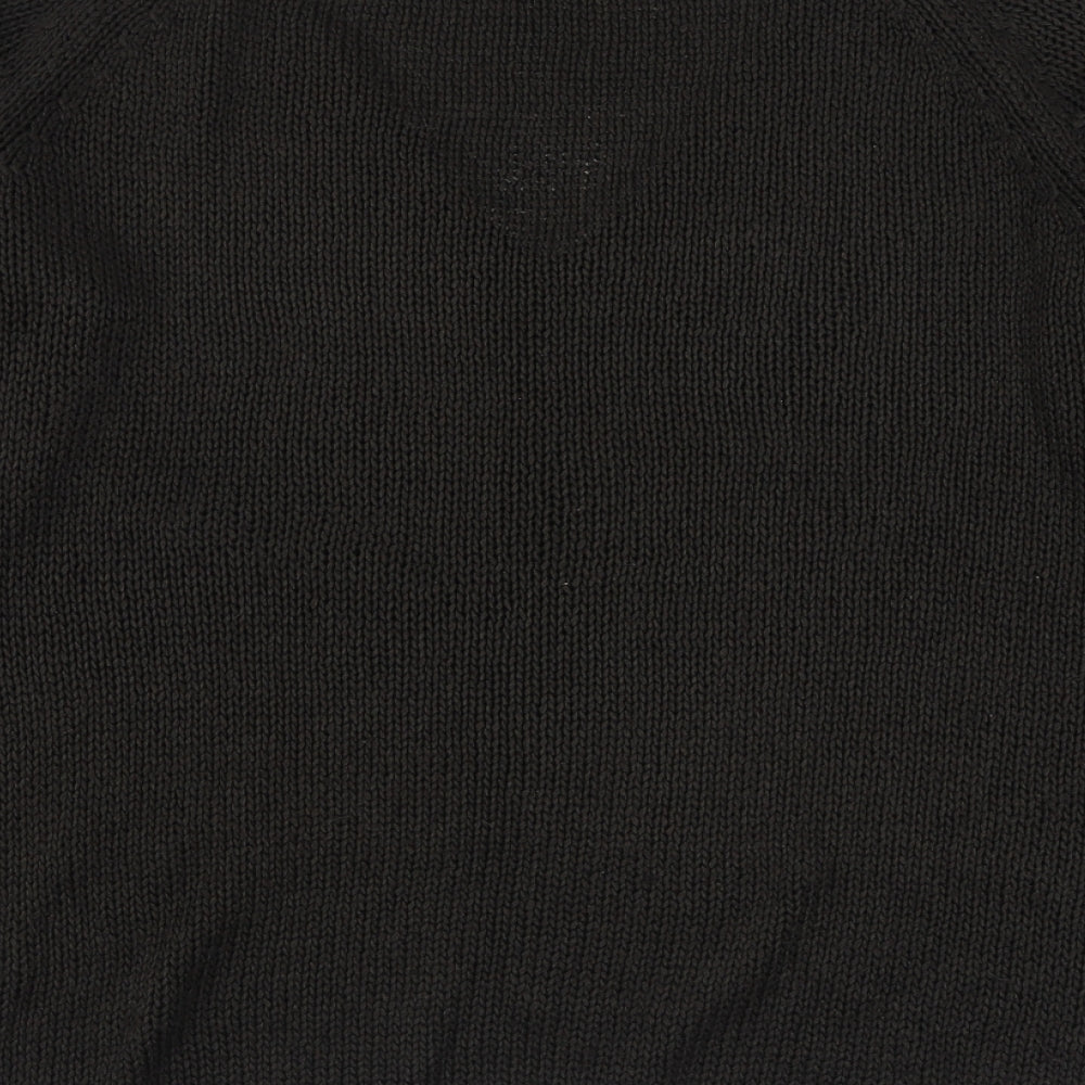 H&M Mens Brown V-Neck  Acrylic Pullover Jumper Size M