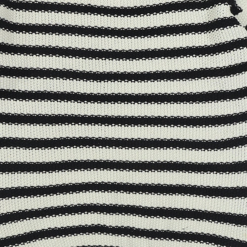 Dolce Stella Womens Black Round Neck Striped Acrylic Pullover Jumper Size M