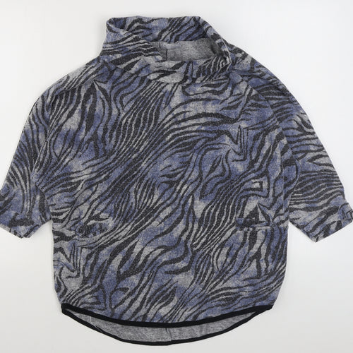 LV Clothing Womens Blue Animal Print Polyester Pullover Sweatshirt One Size  Pullover