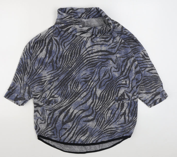 LV Clothing Womens Blue Animal Print Polyester Pullover Sweatshirt One Size Pullover