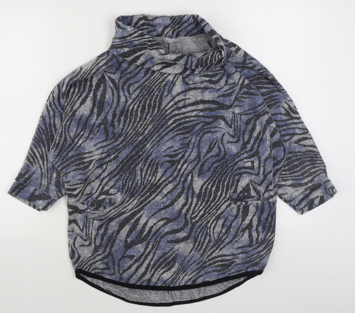 LV Clothing Womens Blue Animal Print Polyester Pullover Sweatshirt One Size  Pullover