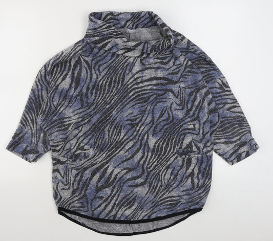 LV Clothing Womens Blue Animal Print Polyester Pullover Sweatshirt One Size  Pullover