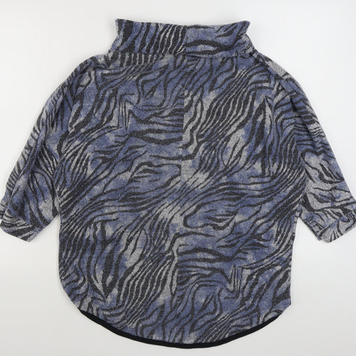 LV Clothing Womens Blue Animal Print Polyester Pullover Sweatshirt One Size  Pullover