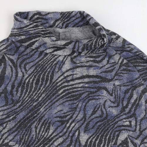 LV Clothing Womens Blue Animal Print Polyester Pullover Sweatshirt One Size  Pullover