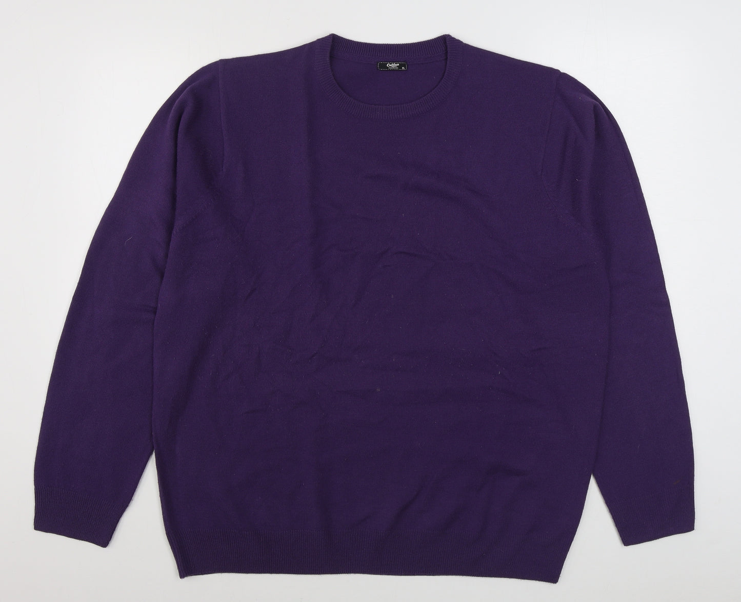 Cotton Traders Mens Purple Round Neck  Acrylic Pullover Jumper Size XL