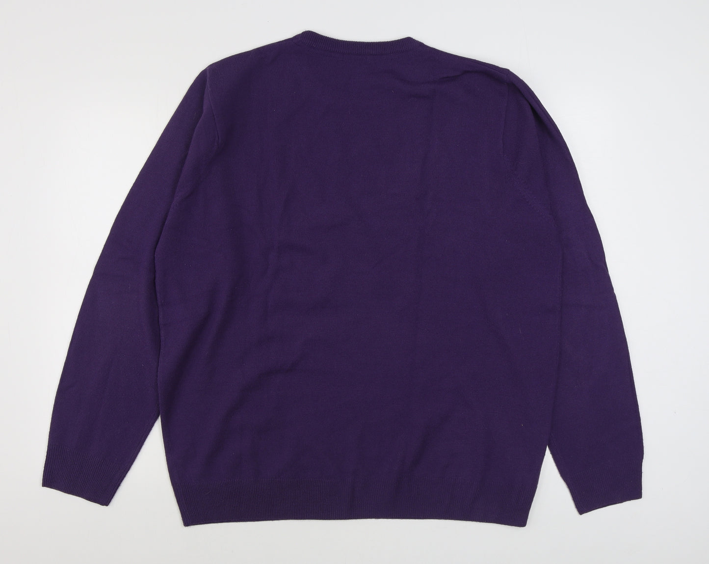Cotton Traders Mens Purple Round Neck  Acrylic Pullover Jumper Size XL