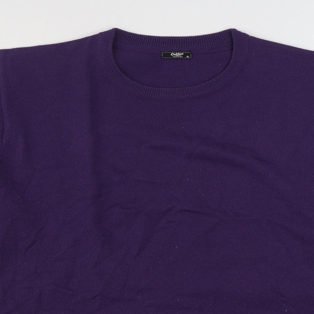 Cotton Traders Mens Purple Round Neck  Acrylic Pullover Jumper Size XL
