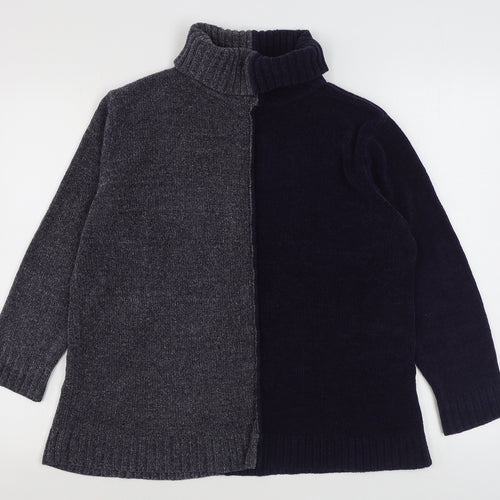 Poppy Womens Grey Roll Neck  Acrylic Pullover Jumper Size M