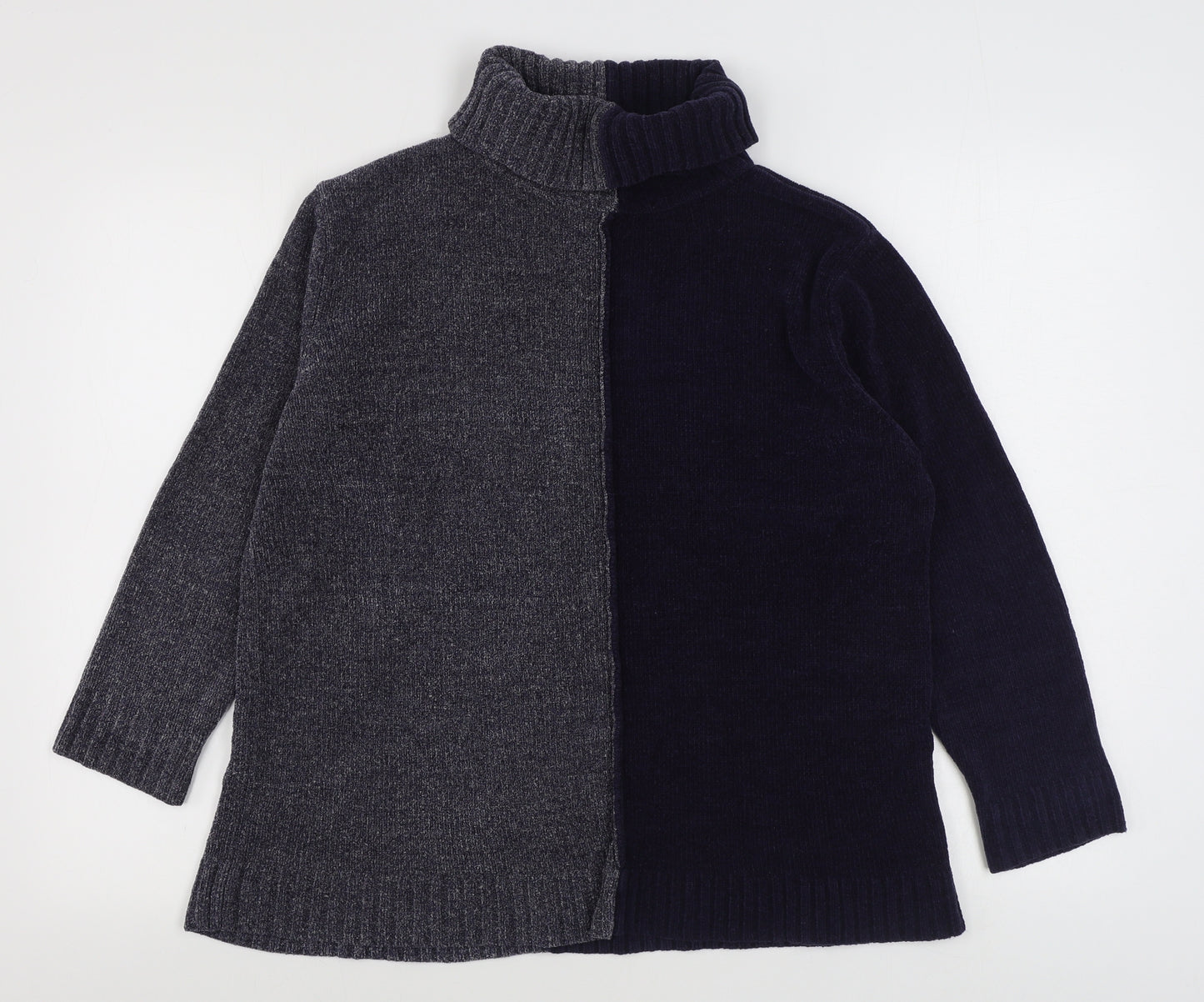 Poppy Womens Grey Roll Neck  Acrylic Pullover Jumper Size M