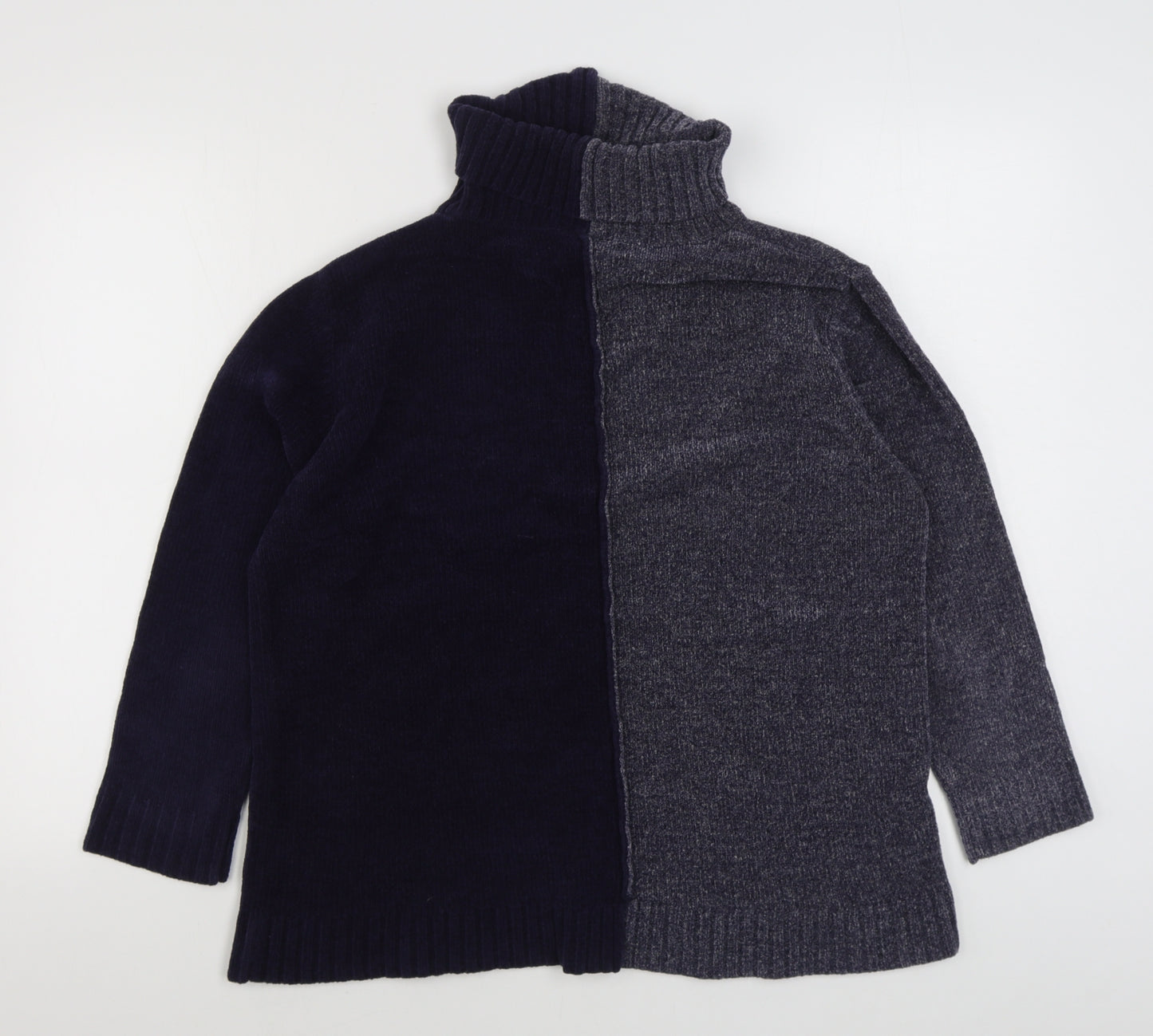 Poppy Womens Grey Roll Neck  Acrylic Pullover Jumper Size M