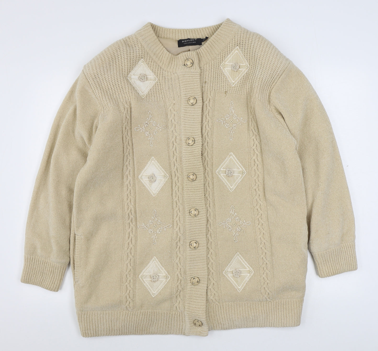 Reflect Collection Womens Beige   Jacket Coatigan Size L  Button