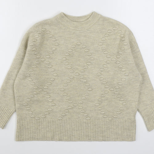 New Look Womens Beige Round Neck  Acrylic Pullover Jumper Size S