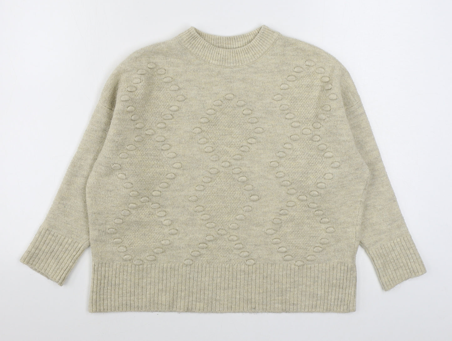New Look Womens Beige Round Neck  Acrylic Pullover Jumper Size S