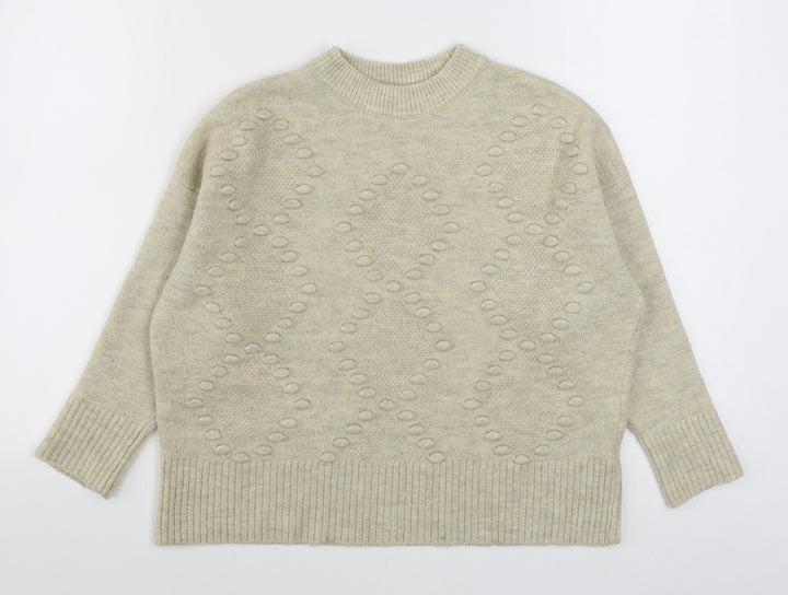 New Look Womens Beige Round Neck  Acrylic Pullover Jumper Size S