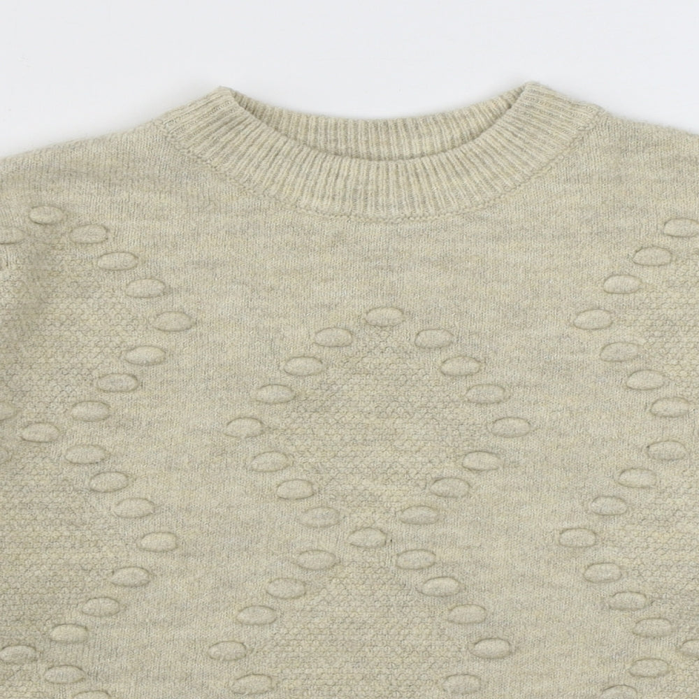 New Look Womens Beige Round Neck  Acrylic Pullover Jumper Size S