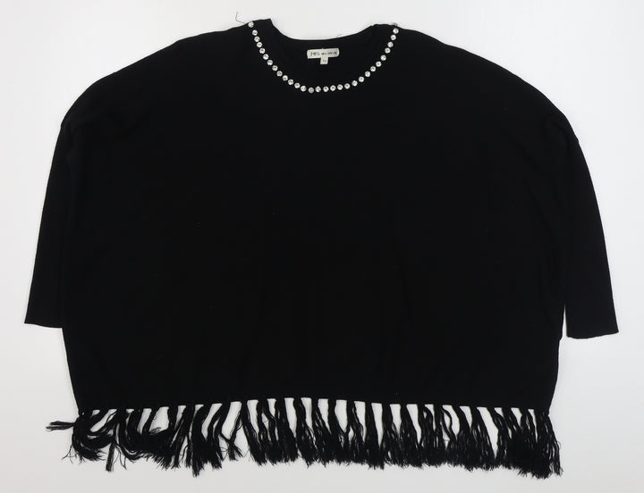 Millenium Womens Black Boat Neck  Viscose Pullover Jumper Size M