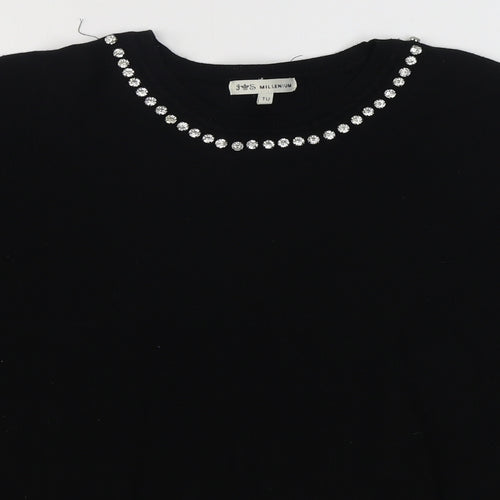 Millenium Womens Black Boat Neck  Viscose Pullover Jumper Size M