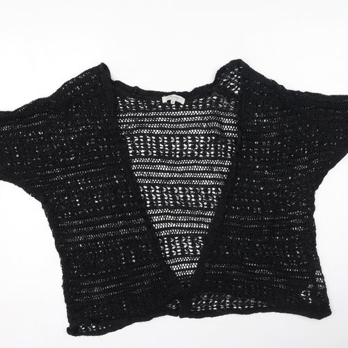 peacoks Womens Black V-Neck  Acrylic Cardigan Jumper Size M