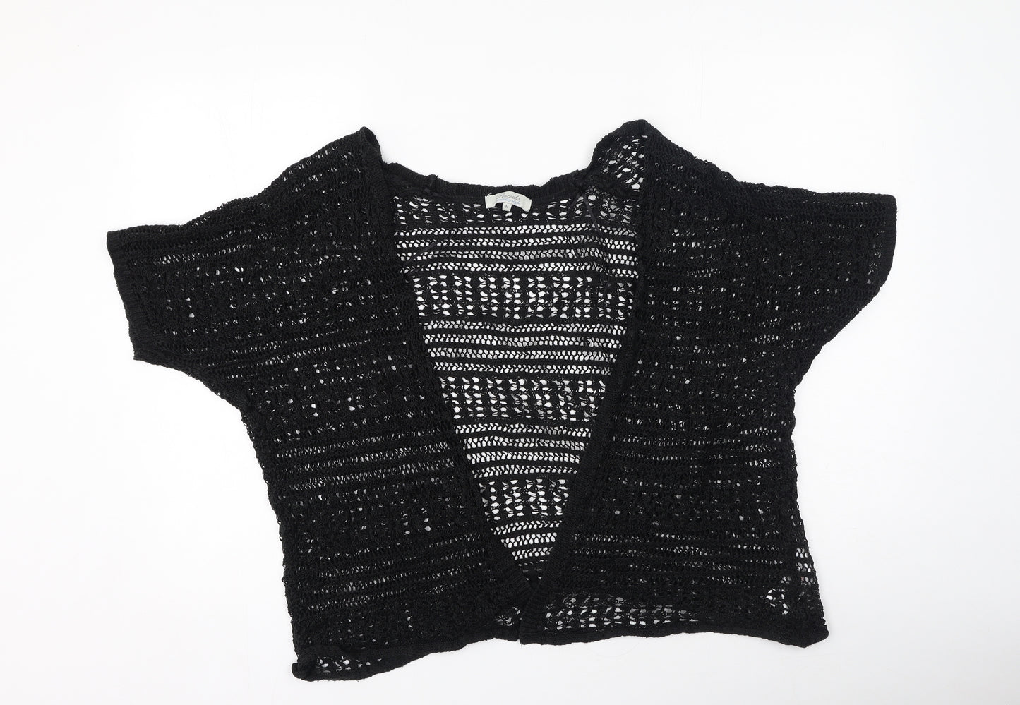 peacoks Womens Black V-Neck  Acrylic Cardigan Jumper Size M