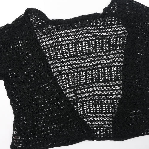 peacoks Womens Black V-Neck  Acrylic Cardigan Jumper Size M