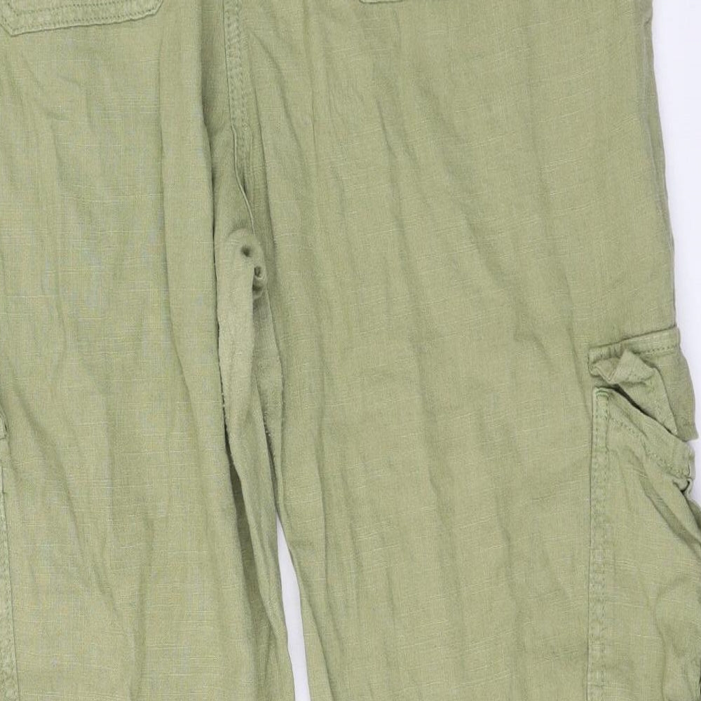 NEXT Womens Green  Linen Trousers  Size 16 L27 in Regular