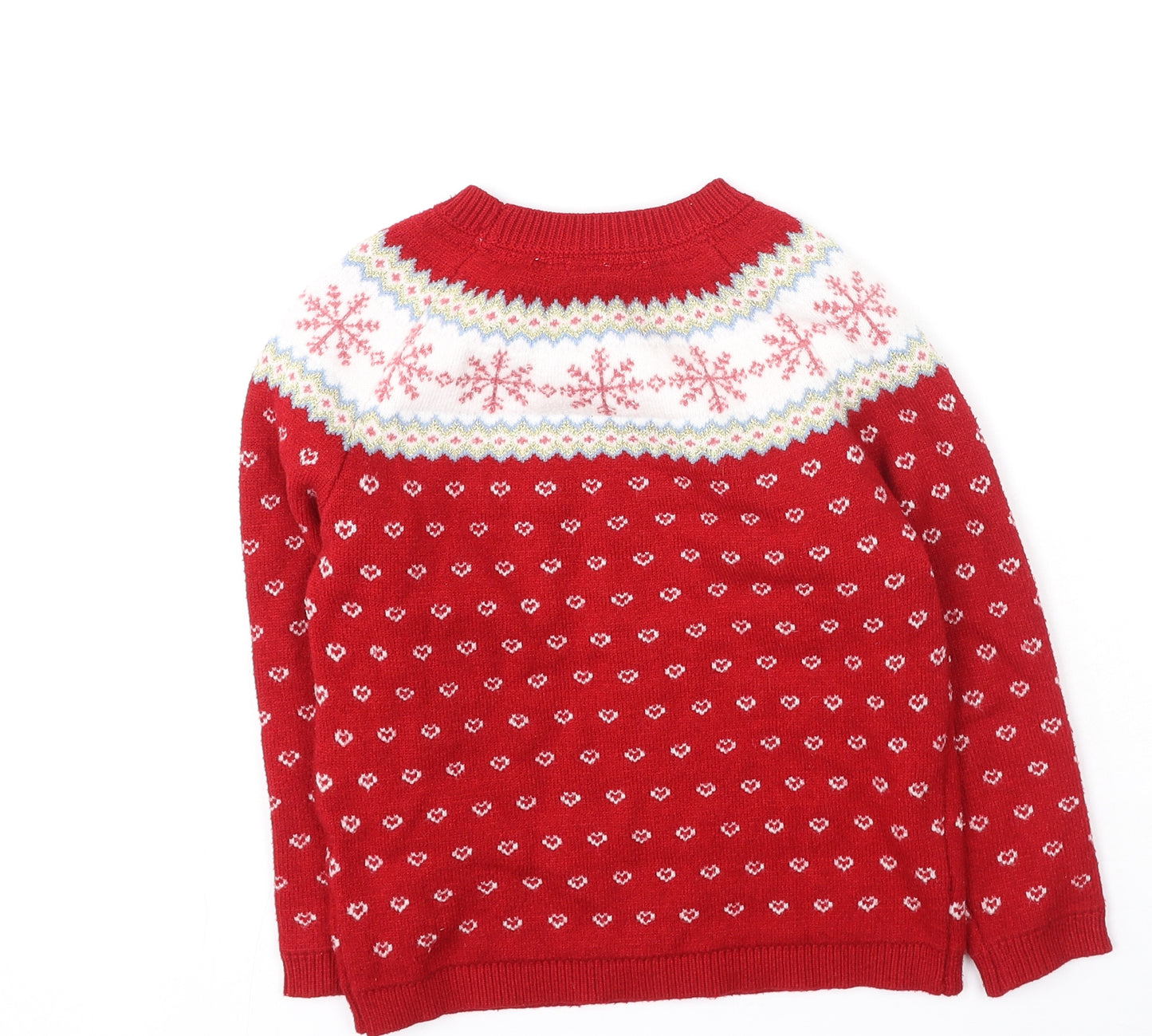 Primark Girls Red Round Neck  Viscose Pullover Jumper Size 6-7 Years   - Christmas Jumper
