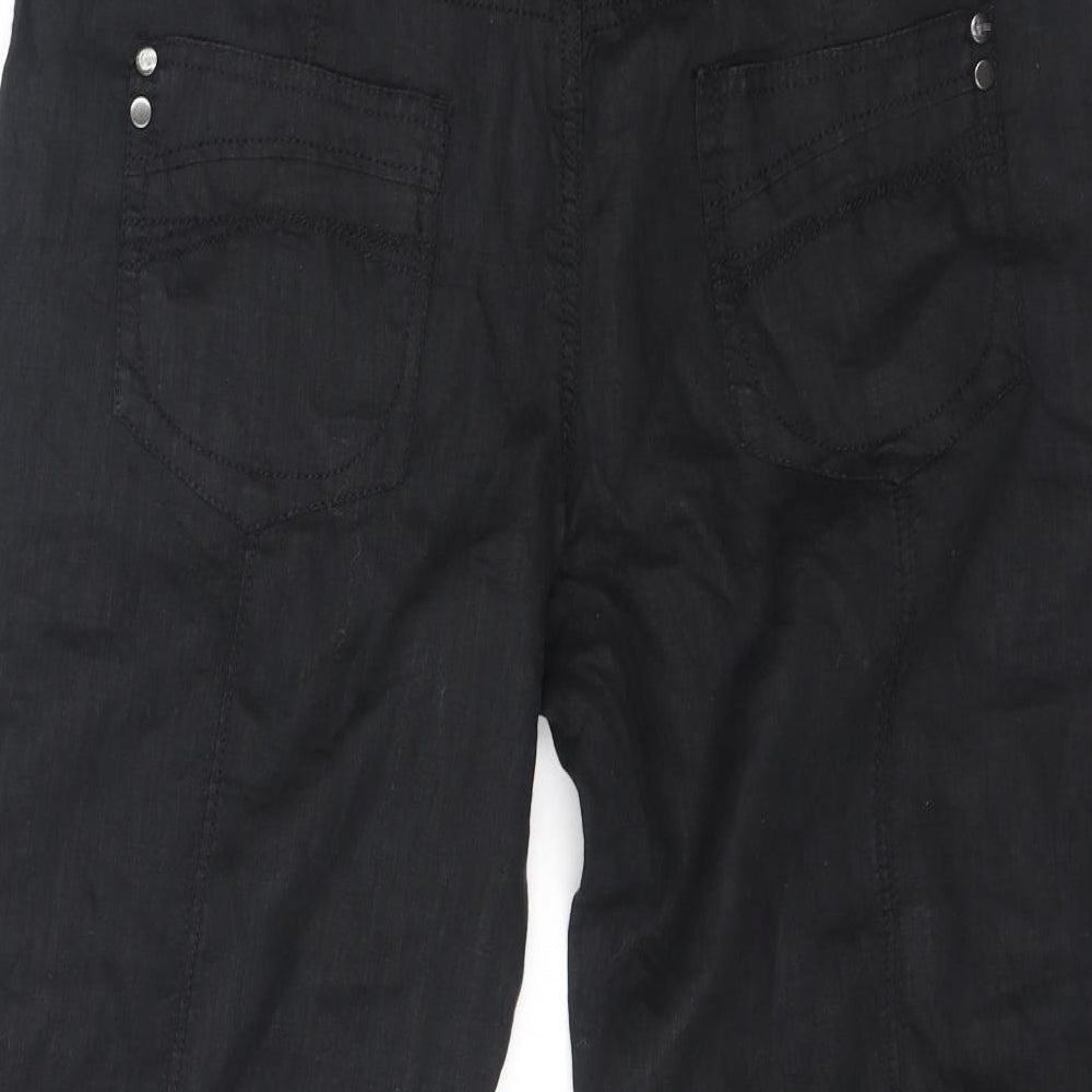 Marks and Spencer Womens Black  Linen Cropped Trousers Size 12  Regular