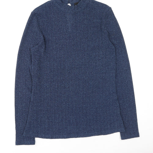 NEXT Womens Blue High Neck  Polyester Henley Jumper Size 14