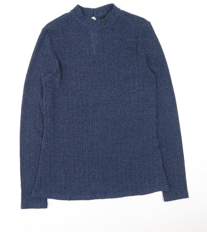 NEXT Womens Blue High Neck  Polyester Henley Jumper Size 14