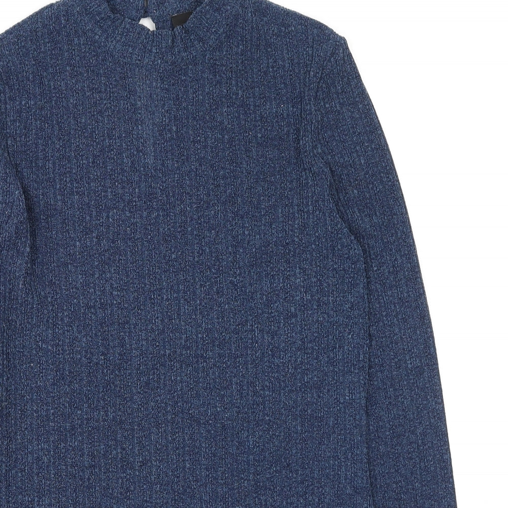 NEXT Womens Blue High Neck  Polyester Henley Jumper Size 14