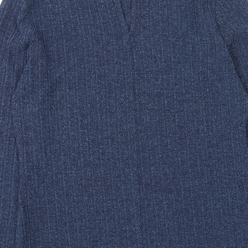 NEXT Womens Blue High Neck  Polyester Henley Jumper Size 14