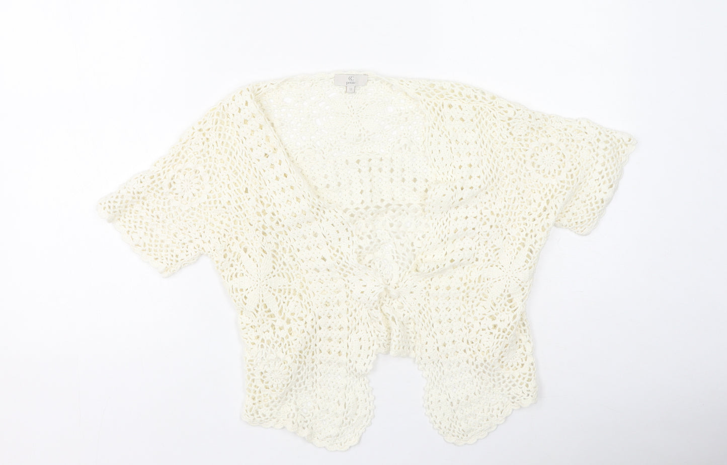 Cc Womens Beige Round Neck  Cotton Cardigan Jumper Size M