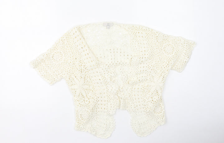 Cc Womens Beige Round Neck  Cotton Cardigan Jumper Size M