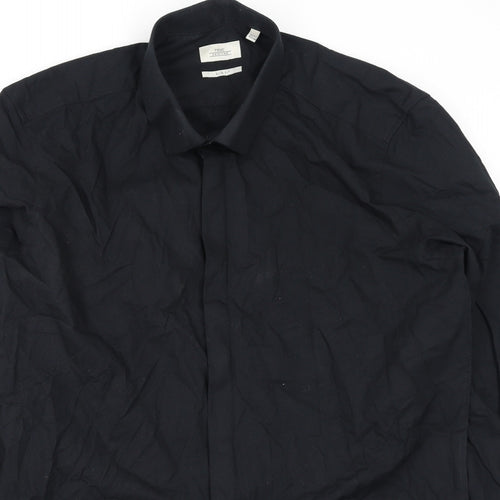 NEXT Mens Black  Polyester  Button-Up Size 42 Collared