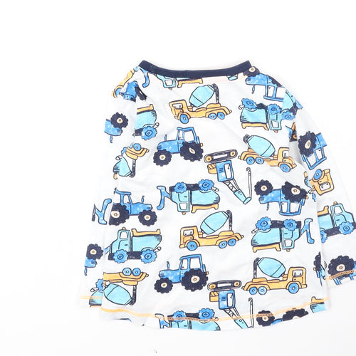 Dunnes Stores Boys White  Cotton Basic T-Shirt Size 12-18 Months Round Neck  - Tractor