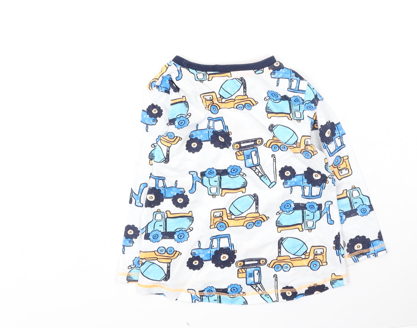 Dunnes Stores Boys White  Cotton Basic T-Shirt Size 12-18 Months Round Neck  - Tractor