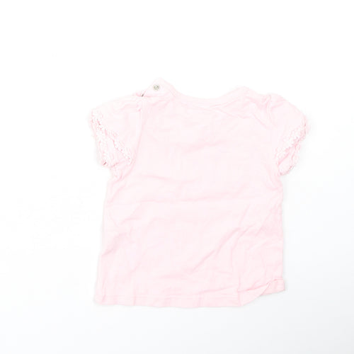 Nutmeg Girls Pink Floral Cotton Basic Casual Size 3-6 Months Round Neck