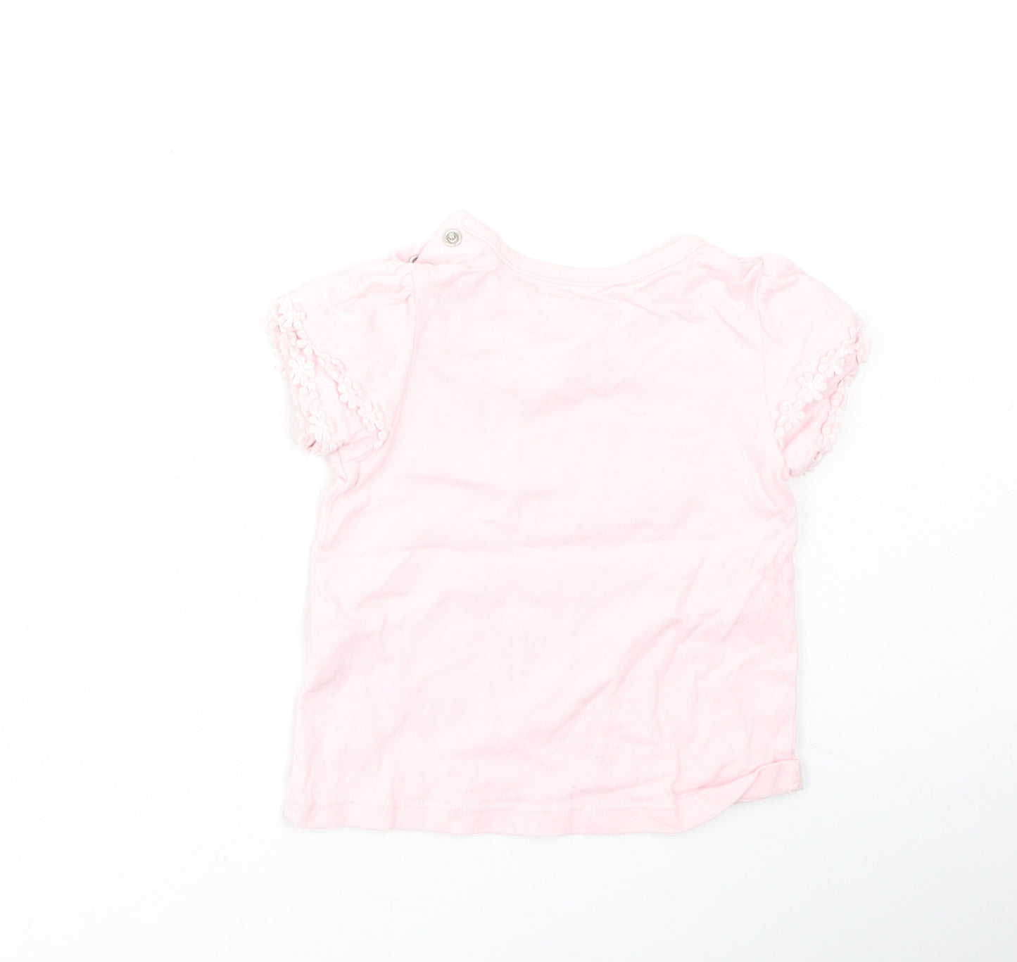 Nutmeg Girls Pink Floral Cotton Basic Casual Size 3-6 Months Round Neck