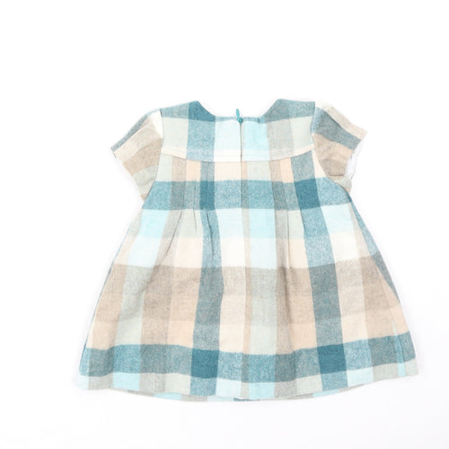 Preworn Girls Multicoloured Plaid Polyester Fit & Flare  Size 6-9 Months  Round Neck