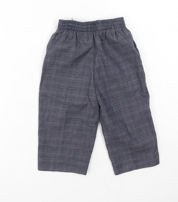 Preworn Boys Grey Plaid Polyester Cargo Trousers Size 18-24 Months