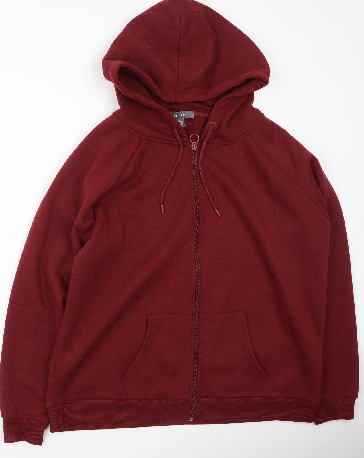 Primark  Mens Red Round Neck  Cotton Full Zip Jumper Size XL