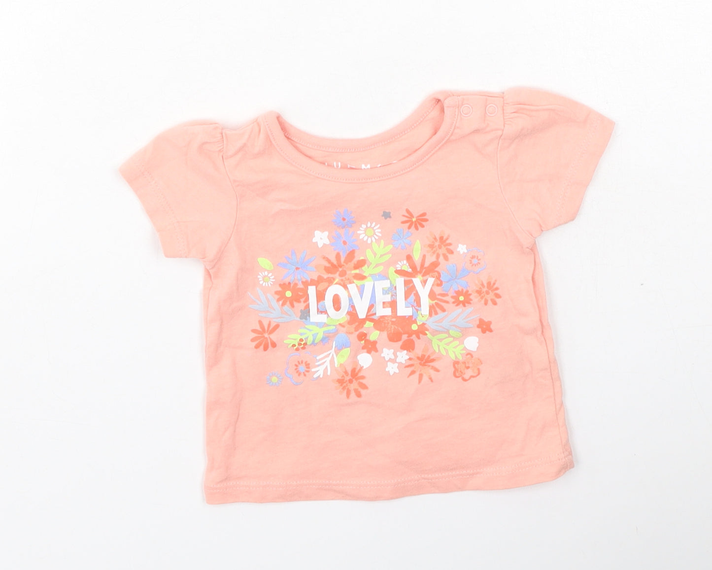 Nutmeg Girls Pink  Cotton Basic T-Shirt Size 0-3 Months Round Neck