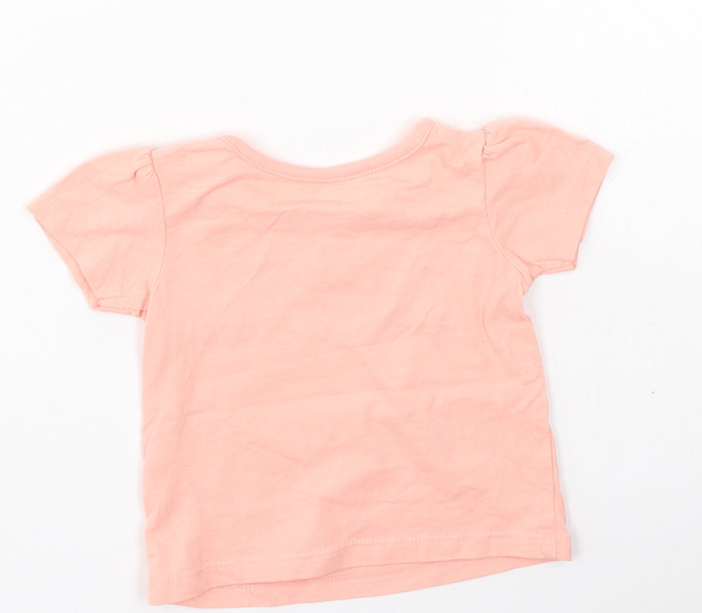 Nutmeg Girls Pink  Cotton Basic T-Shirt Size 0-3 Months Round Neck