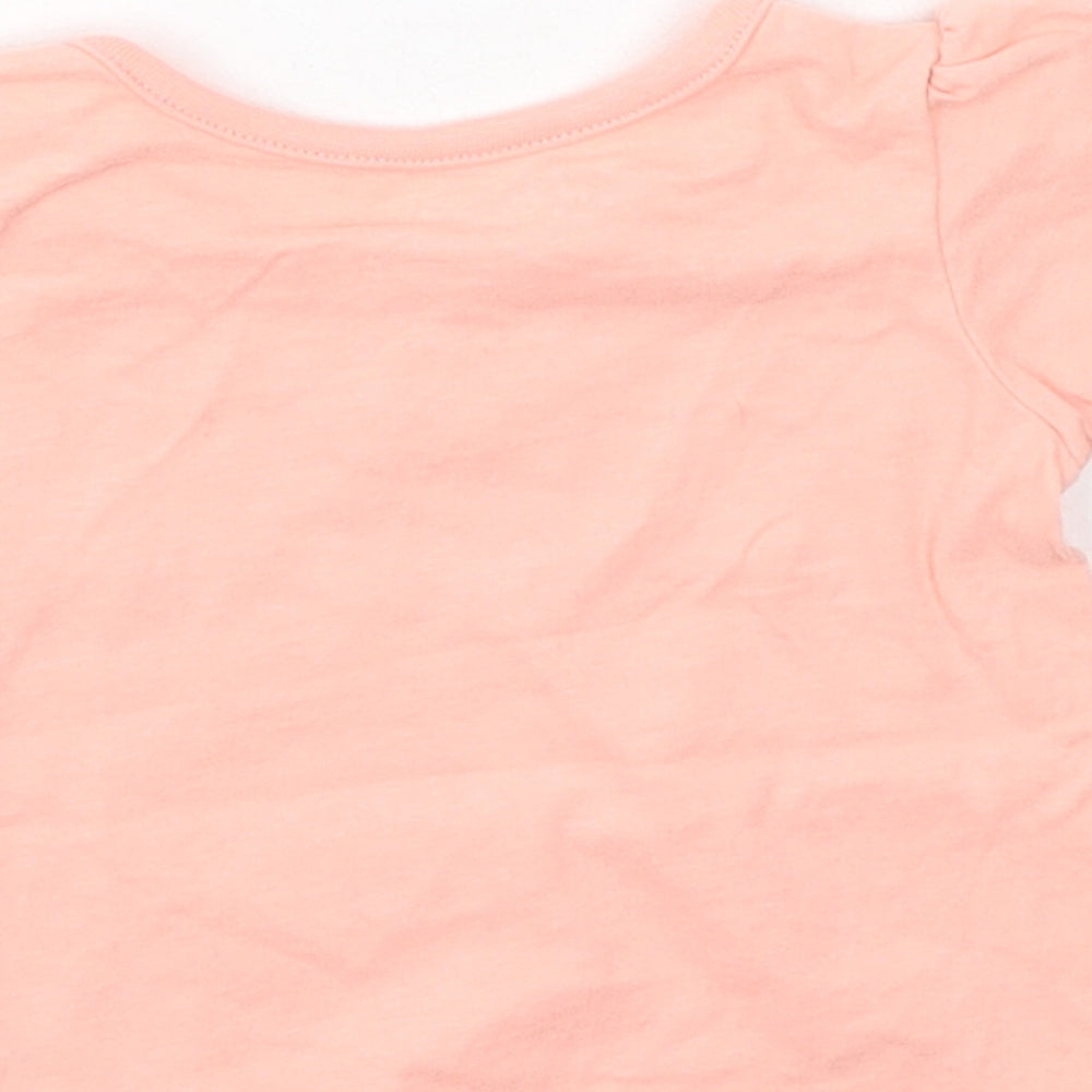 Nutmeg Girls Pink  Cotton Basic T-Shirt Size 0-3 Months Round Neck
