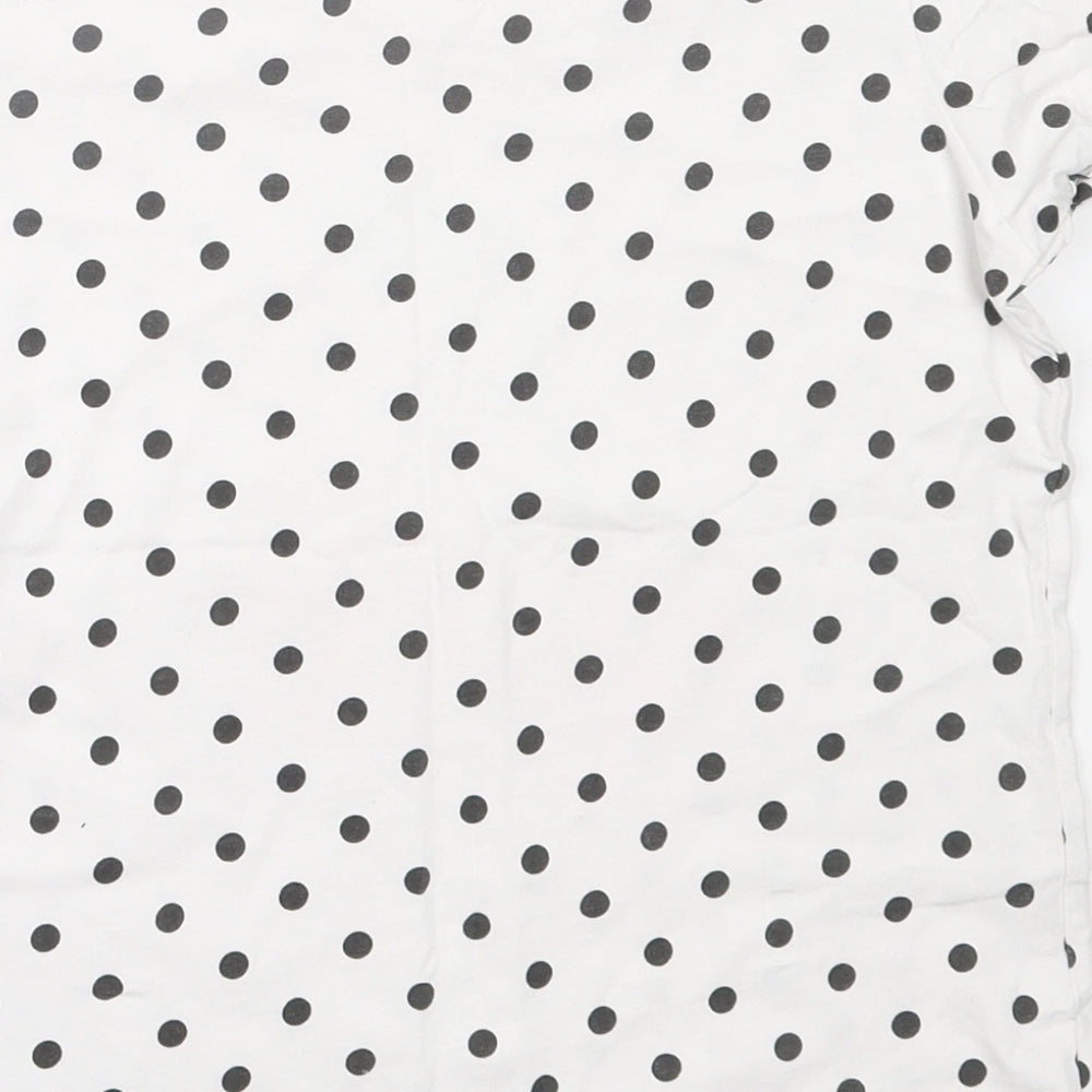Primark Girls White Polka Dot Cotton Basic T-Shirt Size 9-10 Years Crew Neck Pullover