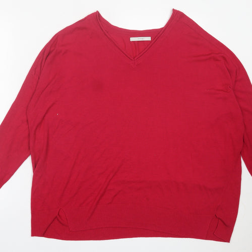 George Womens Pink V-Neck  Viscose Pullover Jumper Size 8