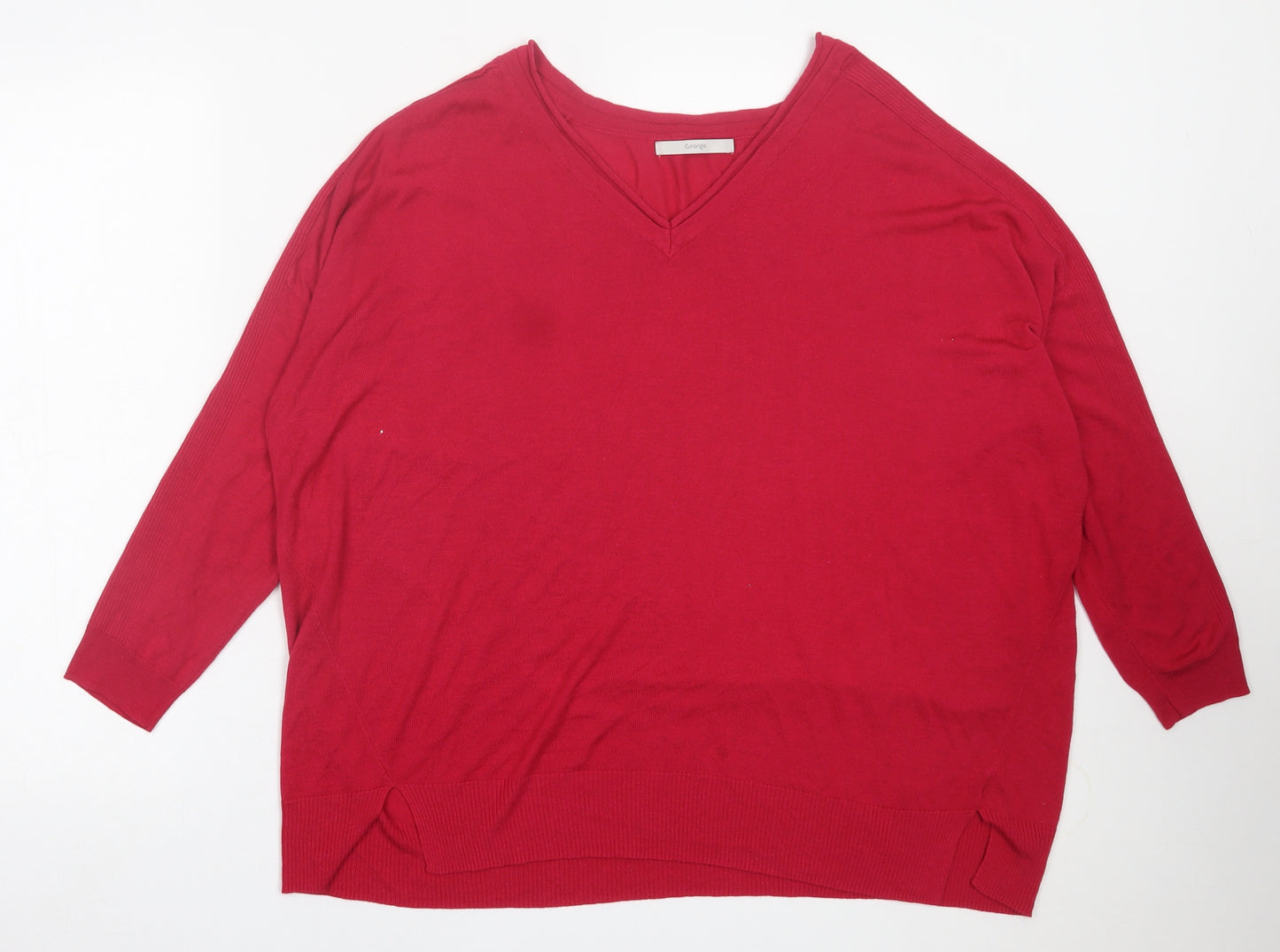 George Womens Pink V-Neck  Viscose Pullover Jumper Size 8