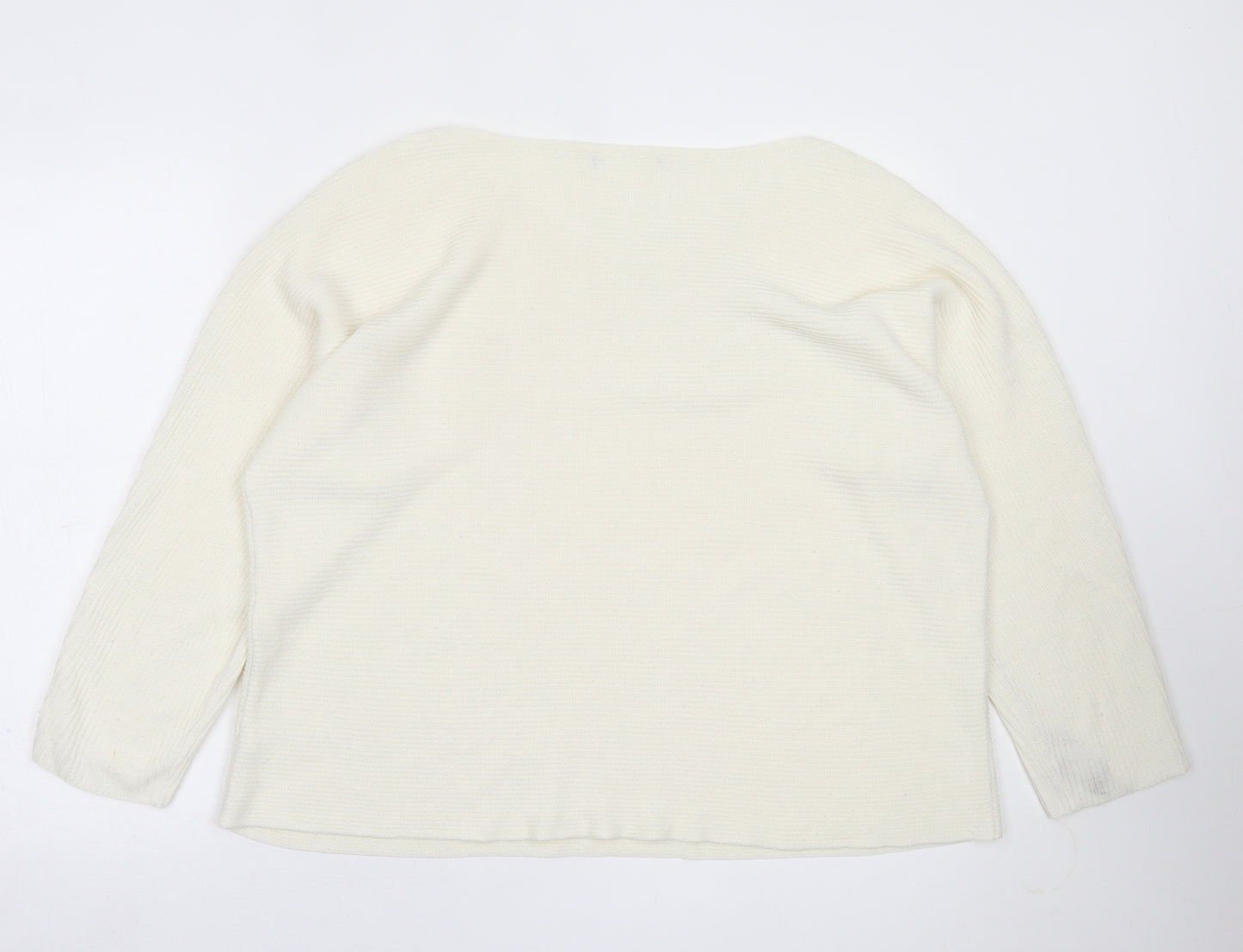 George Womens Ivory Boat Neck  Acrylic Pullover Jumper Size 20