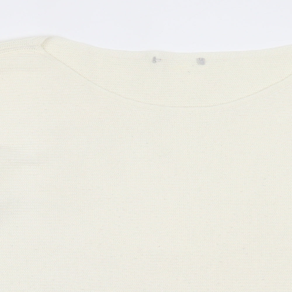 George Womens Ivory Boat Neck  Acrylic Pullover Jumper Size 20